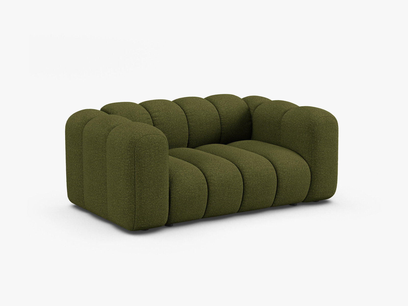 Micadoni Sofa Lupine 2-Sitzer kleine Version Boucle Baloo Dunkel-Olivgrün