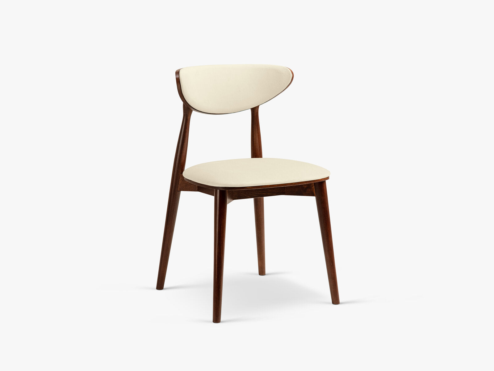 Micadoni Stuhl Rina Samt Magic Velvet Elfenbein Nussbaum