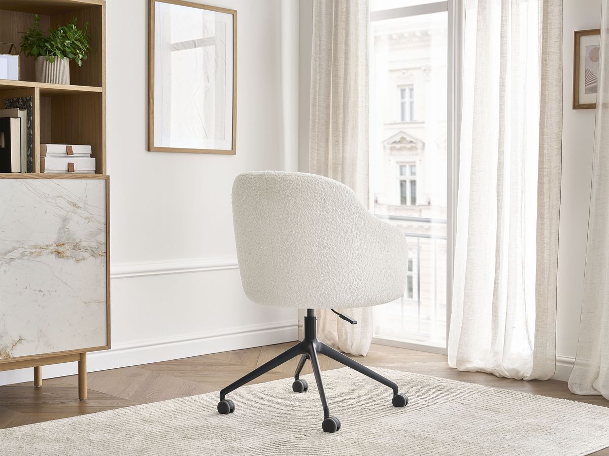 Bobochic Sophie Bürostuhl Bouclé-Stoff Weiß
