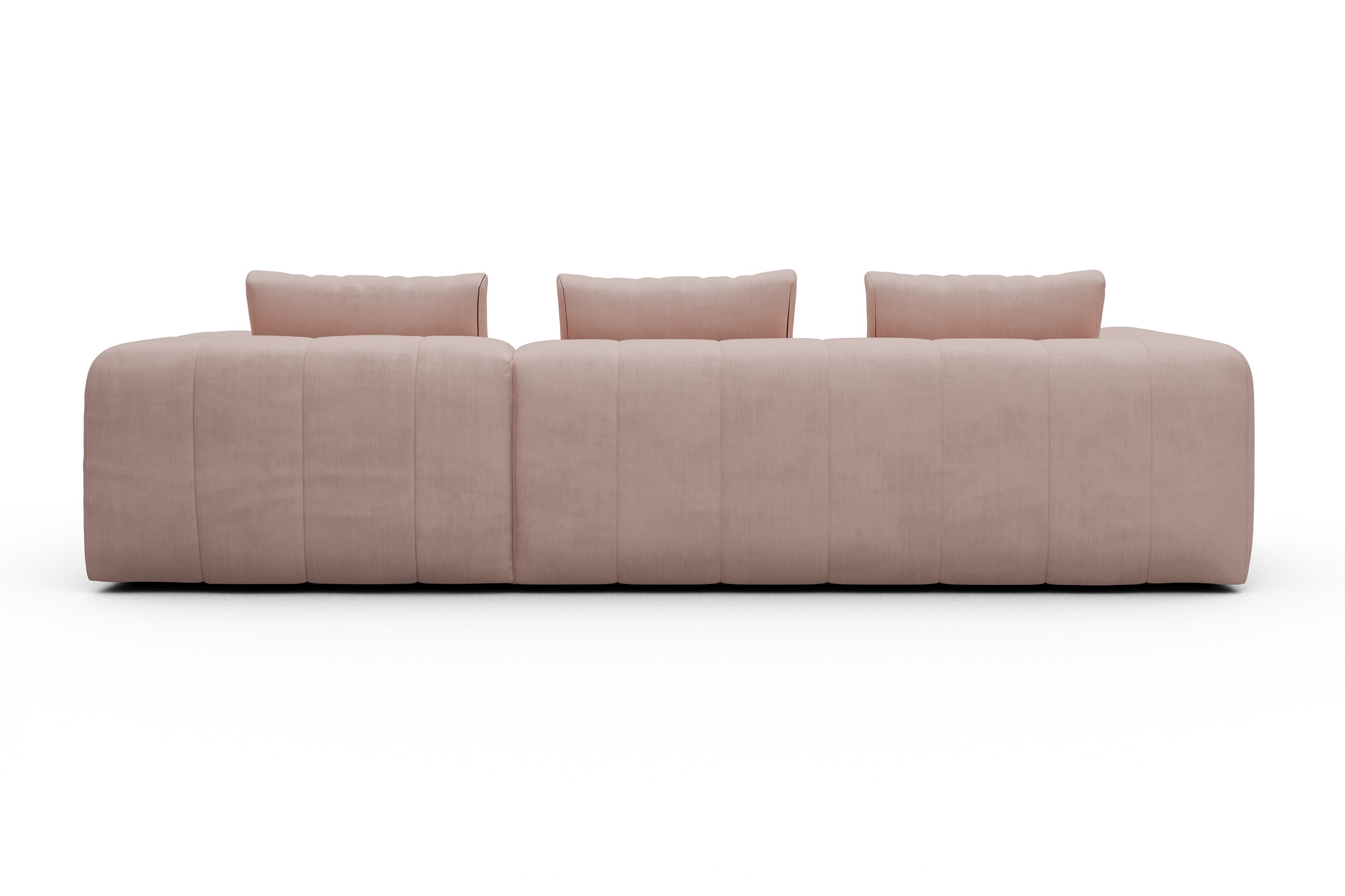 Ecksofa Hugo 2,5-Sitzer Armlehne links mit Chaiselongue Cordufine-Blush