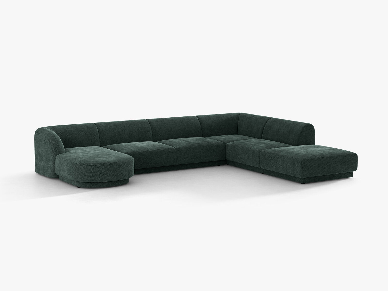 Micadoni Panorama-Ecksofa Miley 6-Sitzer Rechts Chenille Haga Petrol