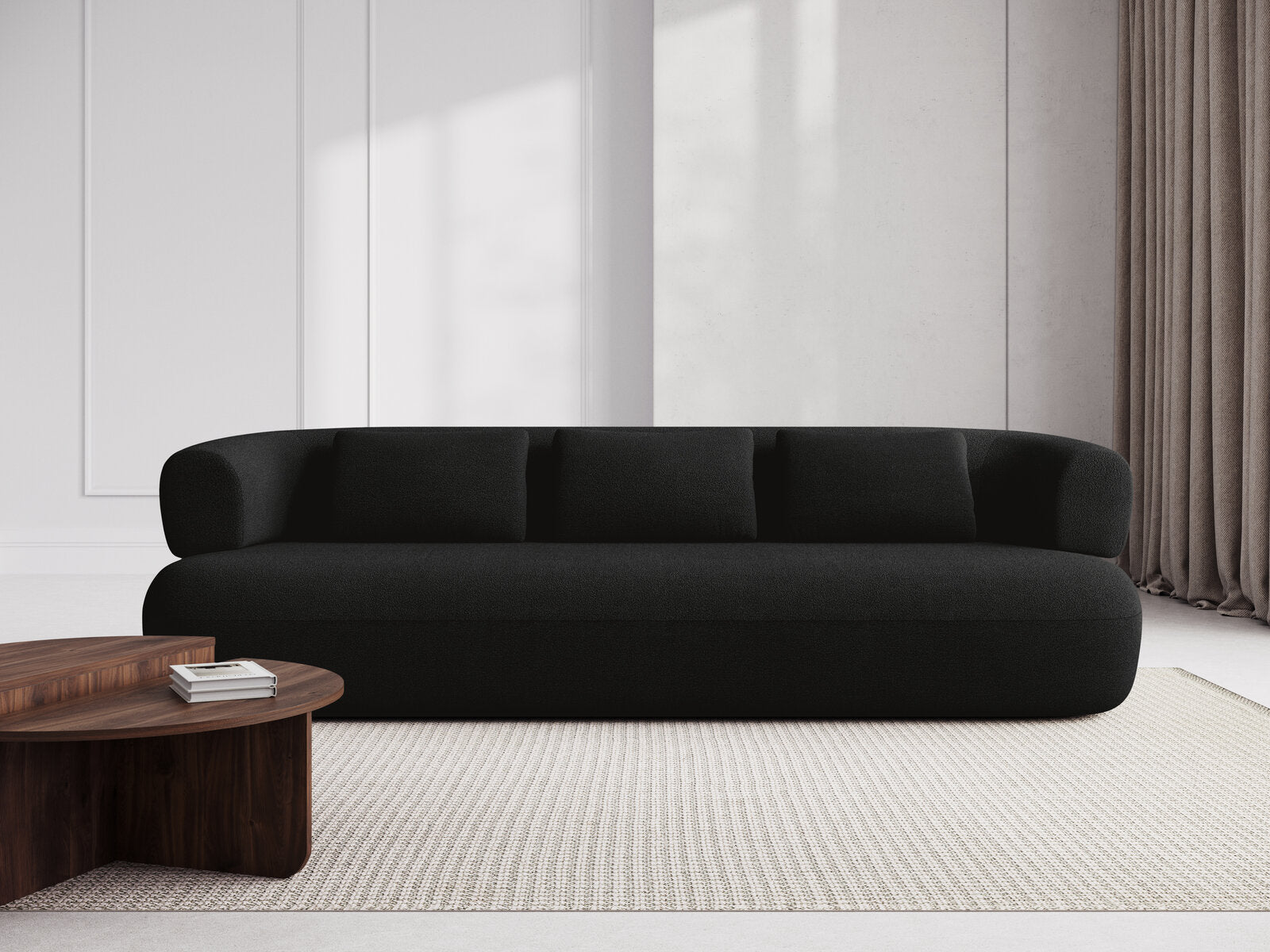 Micadoni Sofa Jenny 3-Sitzer Boucle Now or Never Schwarz