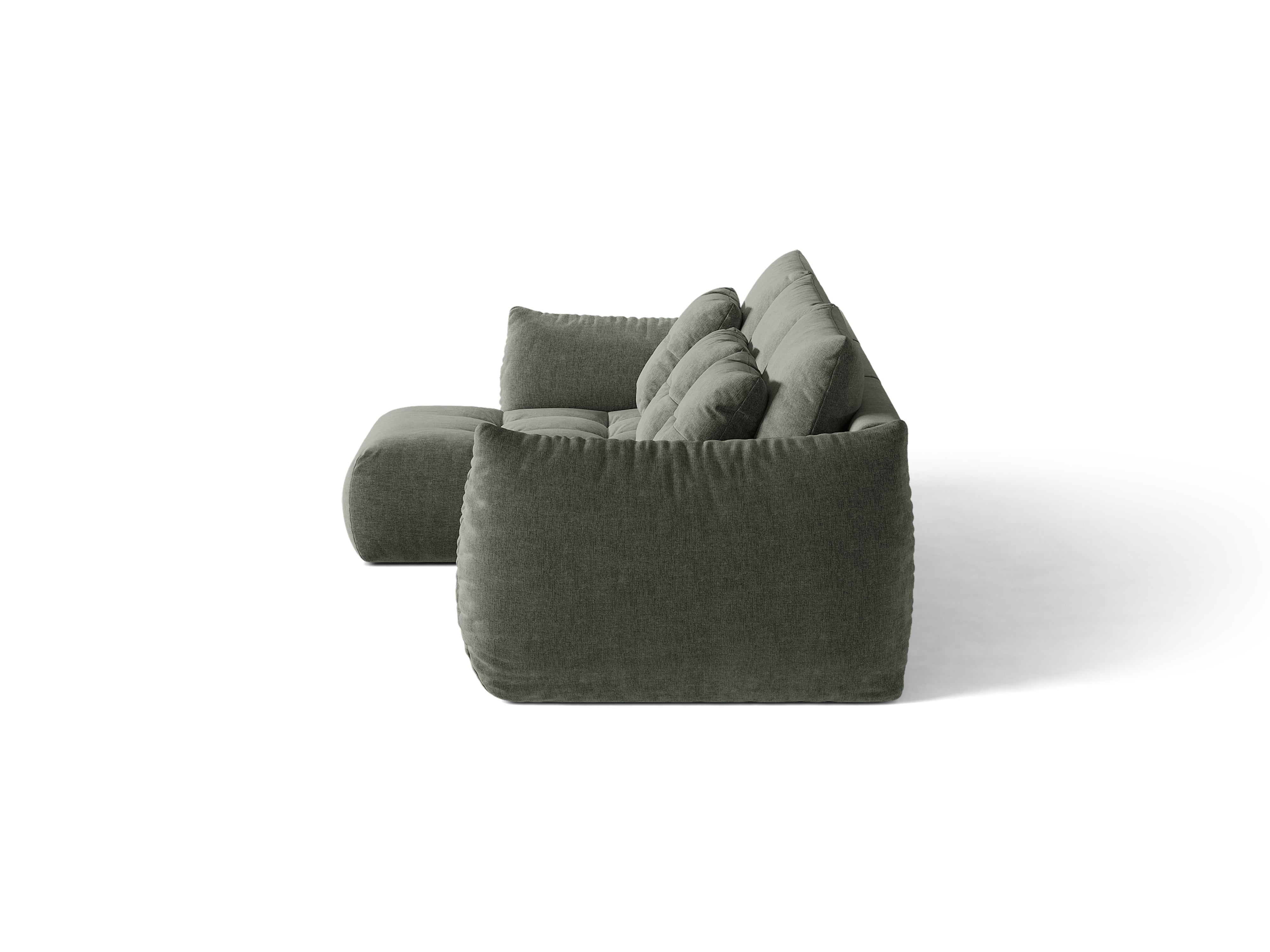 Micadoni Bloom Sofa Links Strukturierter Stoff Wind Moosgrün