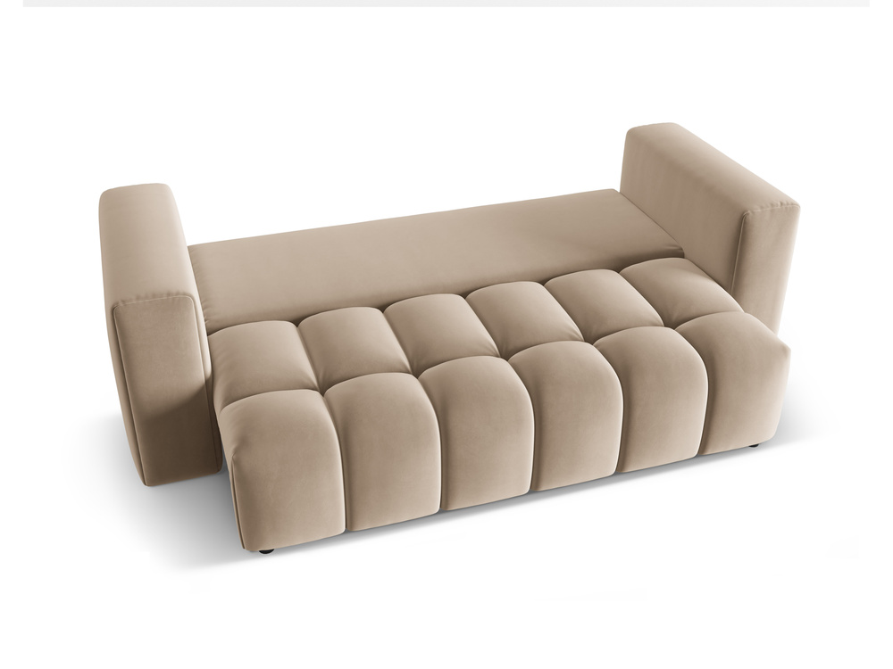 Cosmopolitan Design Schlafsofa Verona 3-Sitzer mit Bettkasten Samt Casino Mandelbeige