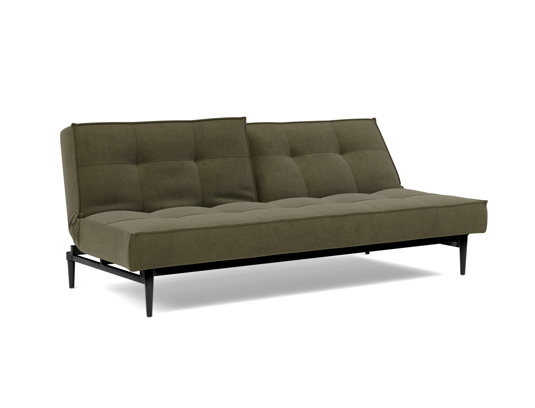 Schlafsofa Splitback Kord Cordufine 316-Pine-Green Beine Styletto Eiche schwarz