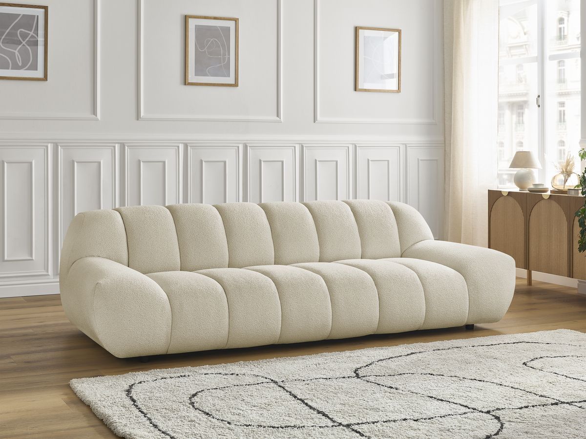 Bobochic Hayden Sofa 3-Sitzer Bouclé-Stoff Beige