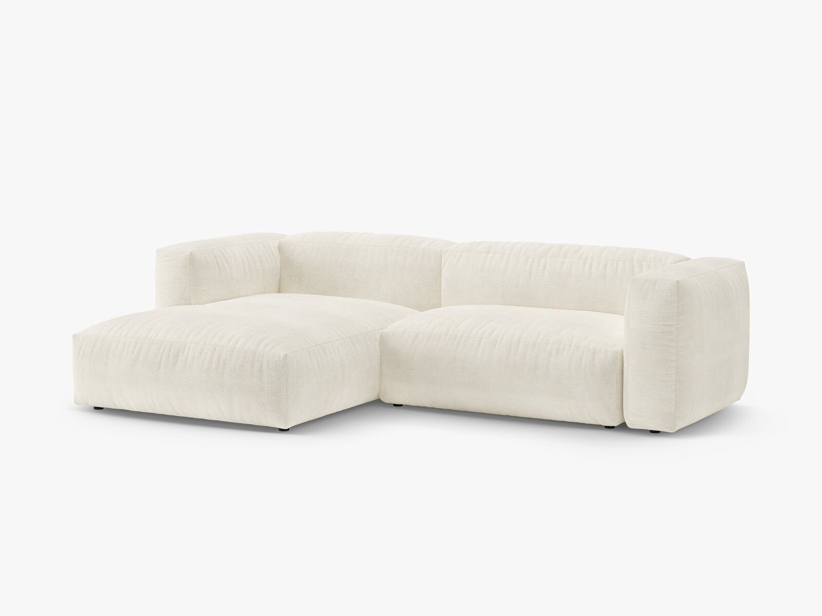 Micadoni Martina Ecksofa 4-Sitzer mit Schlaffunktion Links Boucle Monet Elfenbein