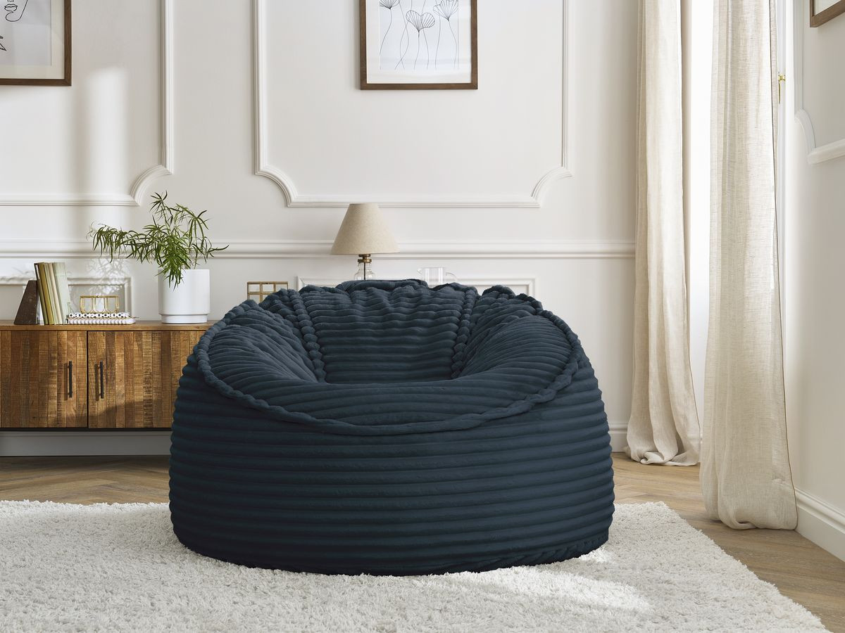 Bobochic Socrate Pouf Breitcord weich Dunkelblau