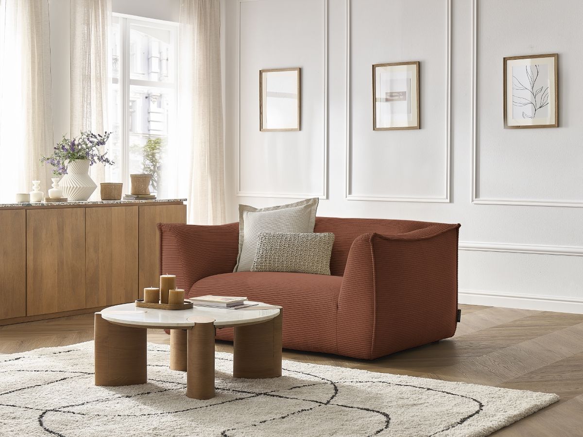 Bobochic Giorgia Sofa 2-Sitzer Cordsamt Orange