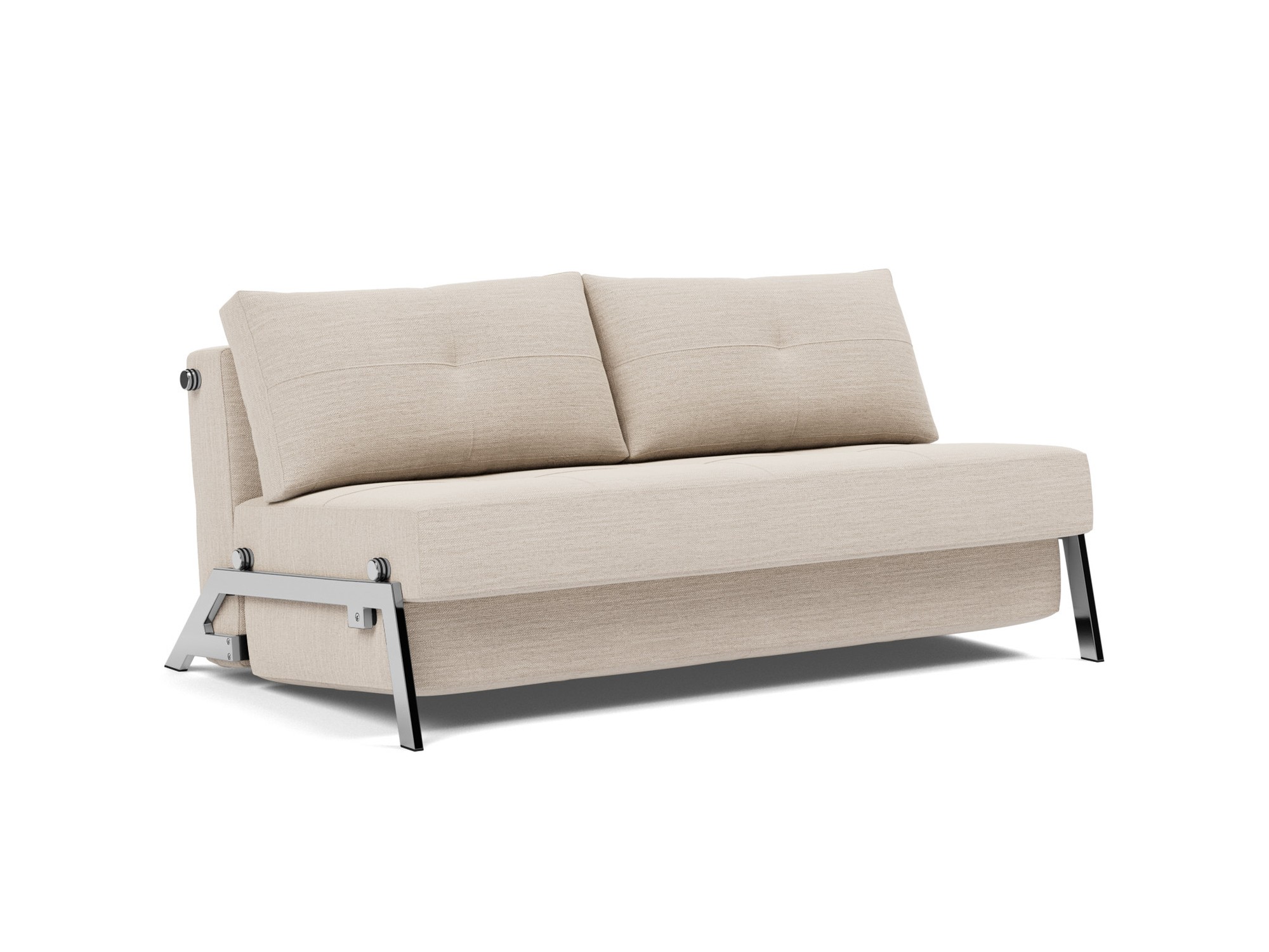Schlafsofa Cubed 160 Webstoff Blida 612-Sand-Grey Beine Chrom