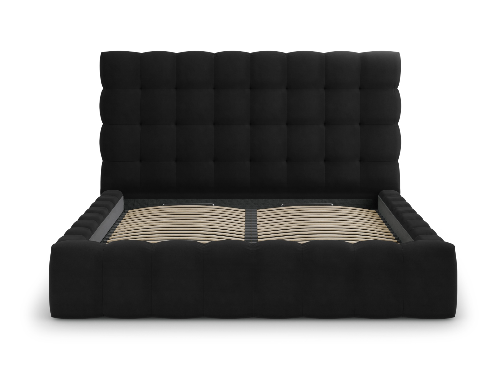 Micadoni Stauraumbett mit Kopfteil Mamaia Samt Bluvel Schwarz 180x200