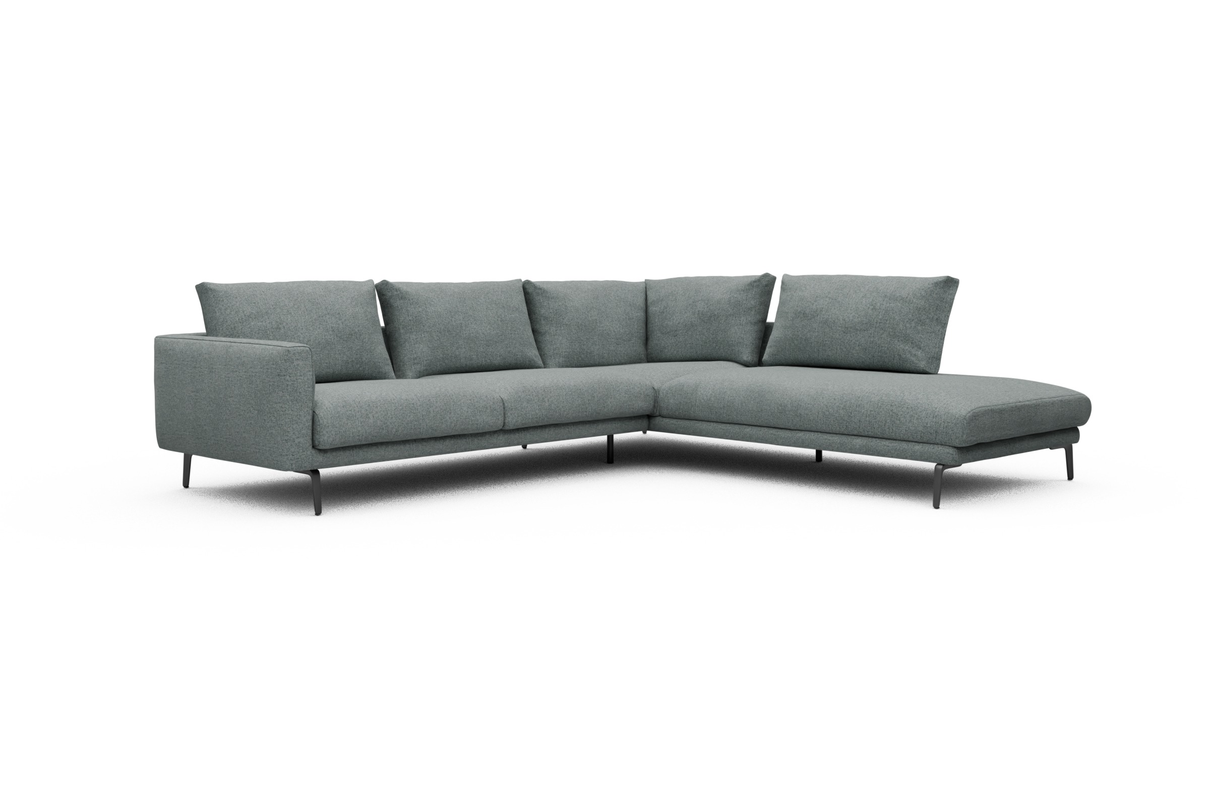 Ecksofa Karl Relax-Ecke rechts mit 2,5-Sitzer Casone-Light-Mixed-Green