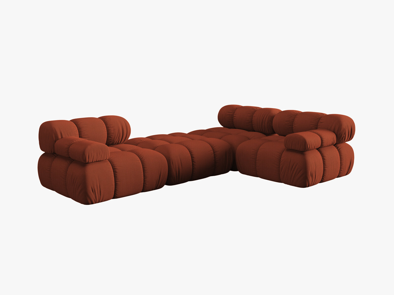 Micadoni Modulares Sofa Bellis 4-Sitzer mit flachem Modul 3D-Stoff Sonic Ziegel