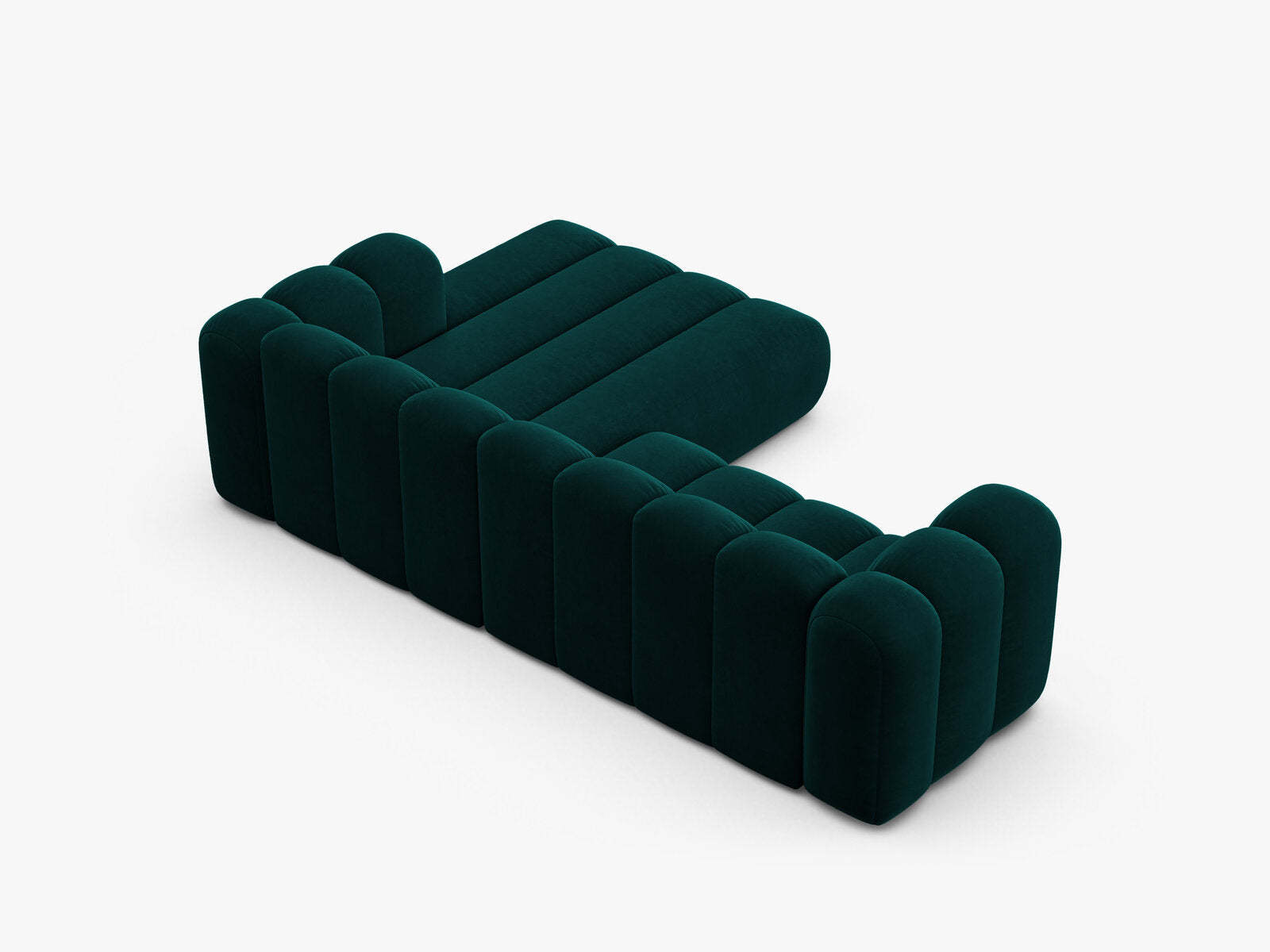 Micadoni Modulares Ecksofa Lupine 4-Sitzer mittelgroß Samt Venus Dunkel Petrol Rechts