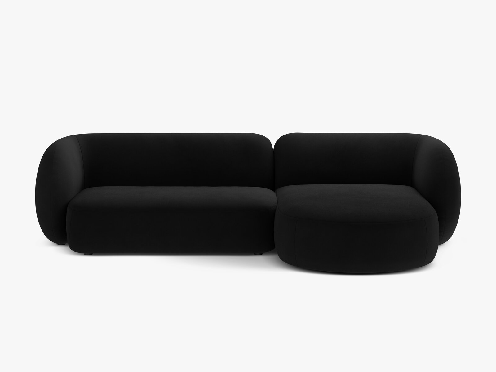 Micadoni Ecksofa Kate 3-Sitzer Rechts Samt Salvador Schwarz