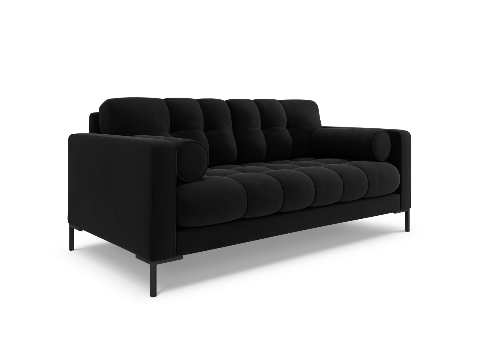 Cosmopolitan Design Sofa Bali 2-Sitzer Samt Bluvel Schwarz Beine Schwarzes Metall
