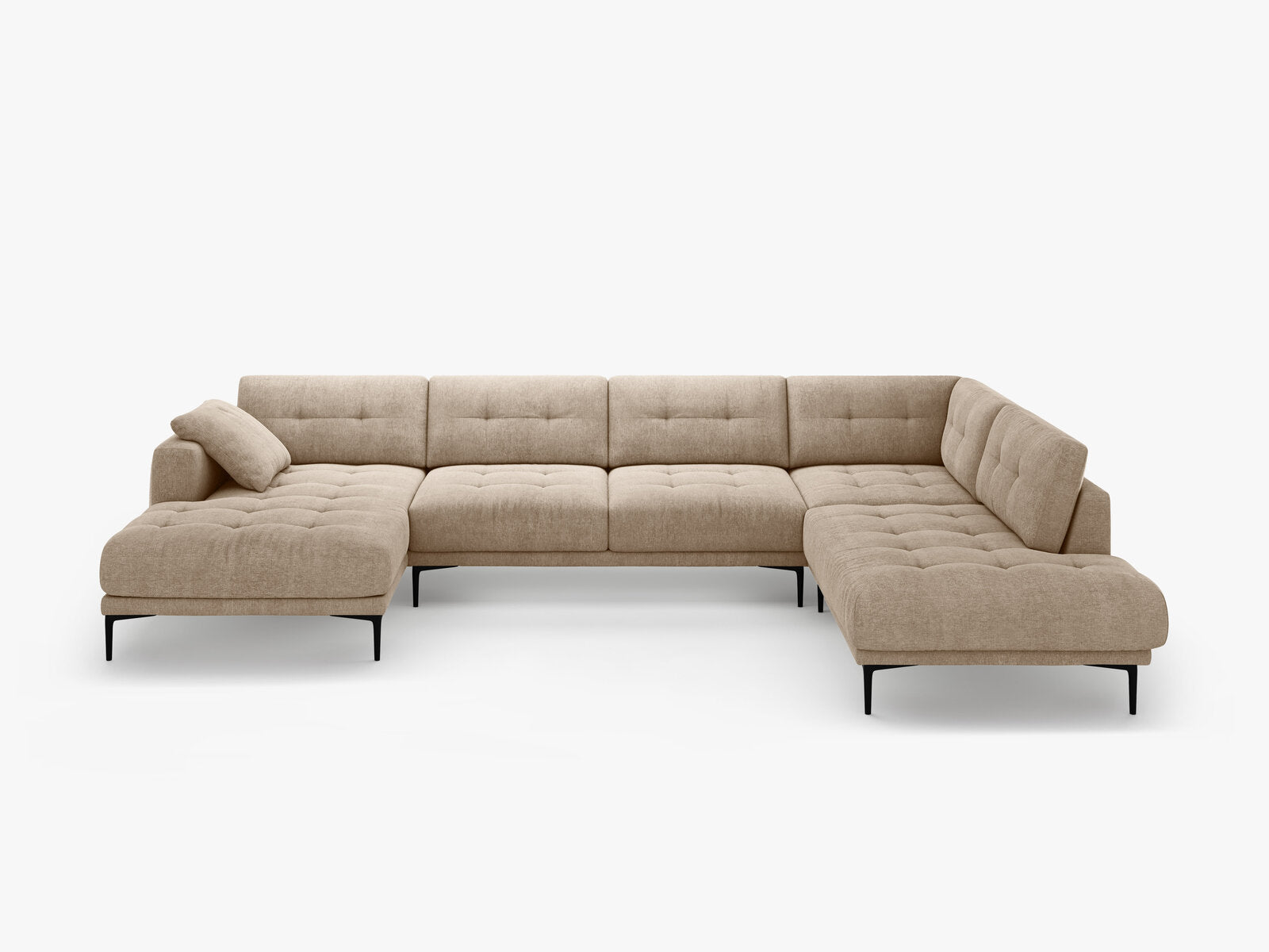 Micadoni Panorama Ecksofa Bemy 7-Sitzer Rechts Strukturierter Stoff Sand