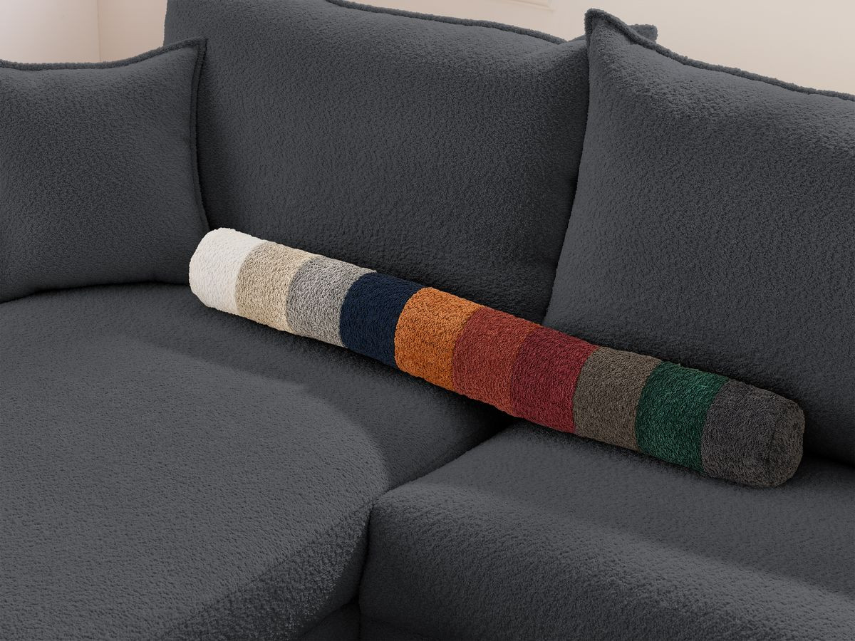 Bobochic Augustin Ecksofa mit Schlaffunktion und Bettkasten Bouclé-Stoff Dunkelgrau, Liegefläche 160 × 200 cm