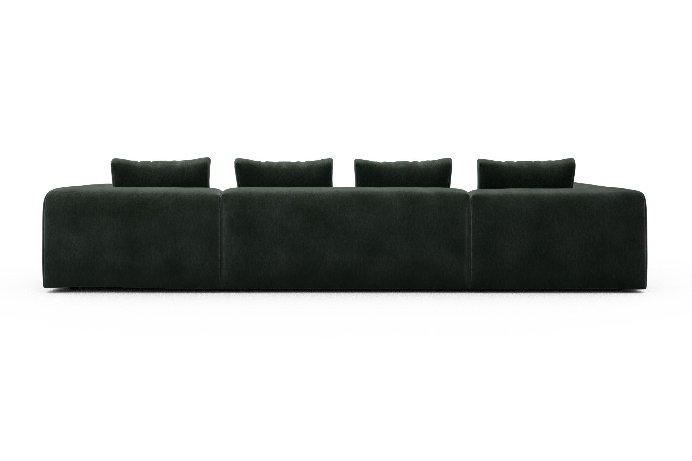 Wohnlandschaft Fred Relax-Ecke links mit 2-Sitzer und Chaiselongue rechts Smooth-Laurel-Green