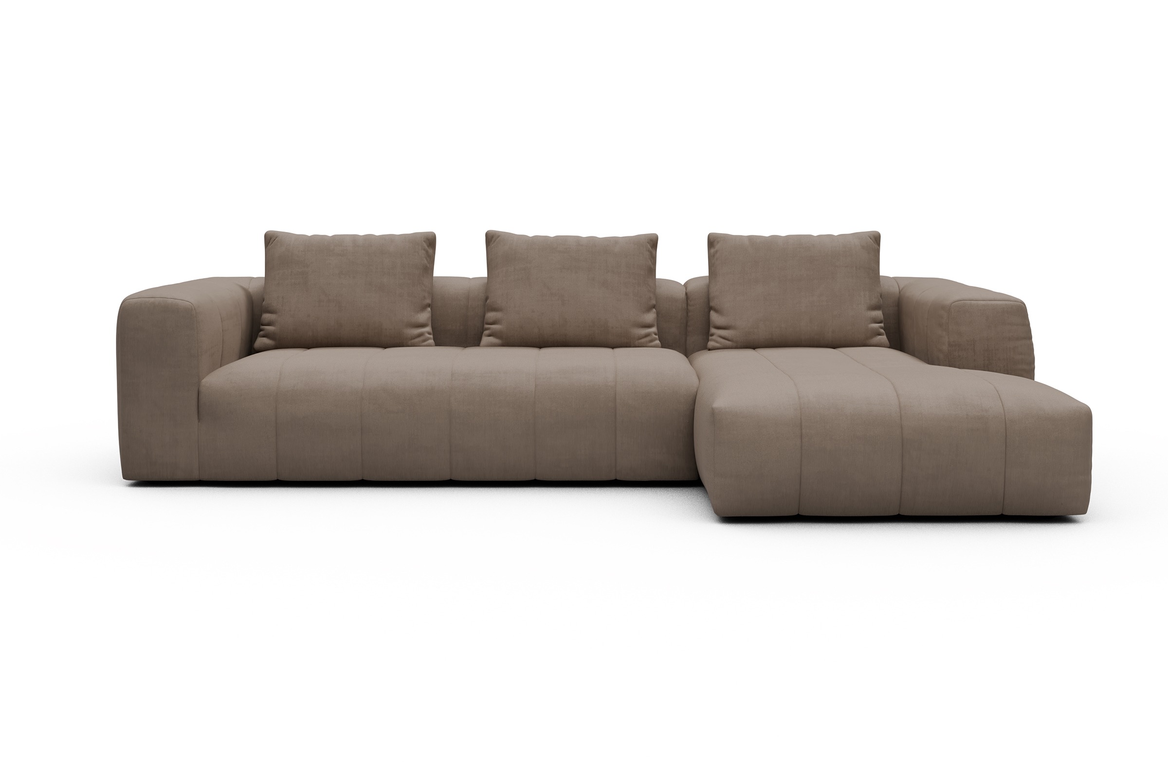 Ecksofa Hugo 2,5-Sitzer Armlehne links mit Chaiselongue Cordufine-Biege