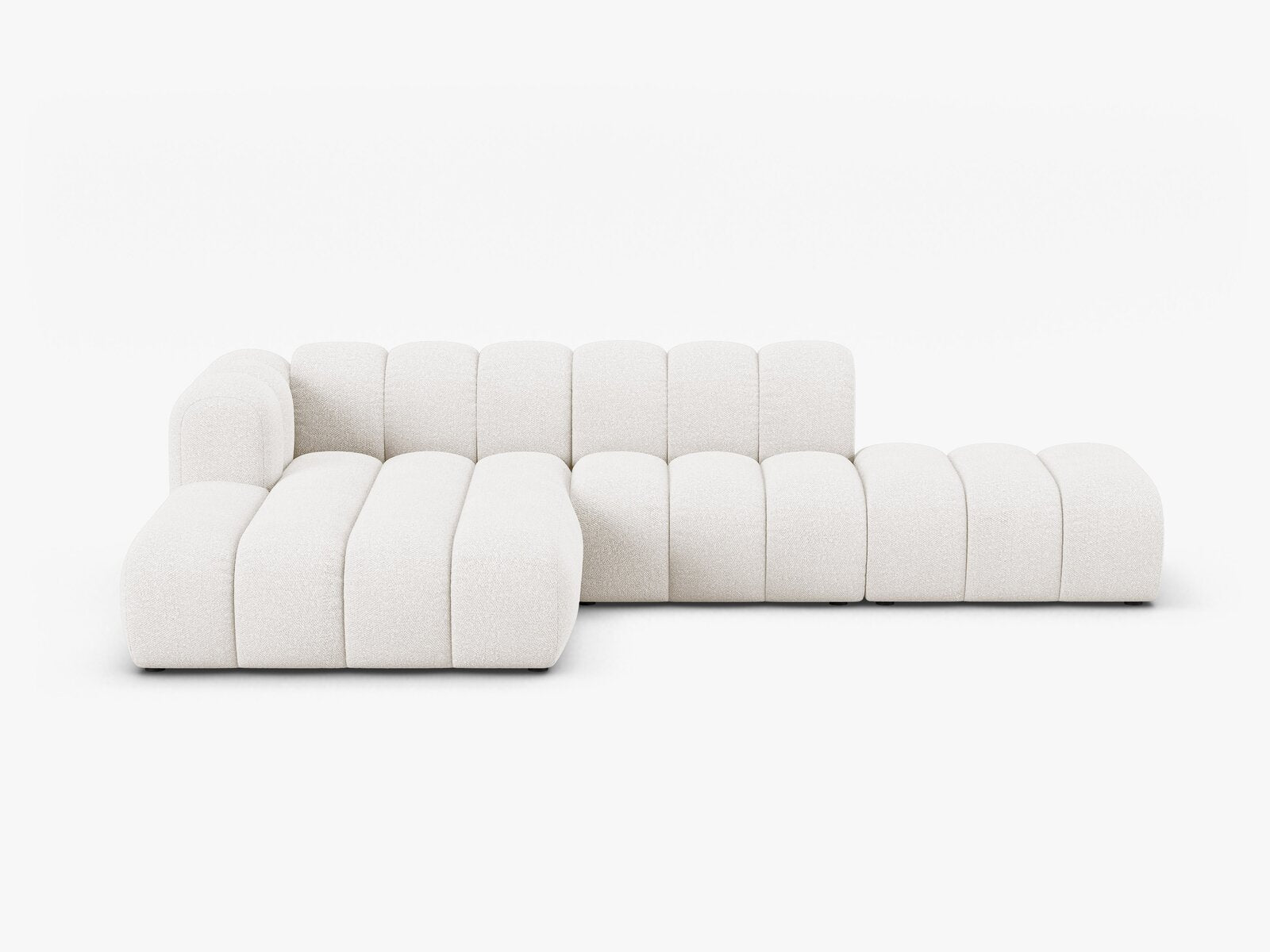 Micadoni Modulares Ecksofa offen Lupine 5-Sitzer Links Boucle Baloo Weiß