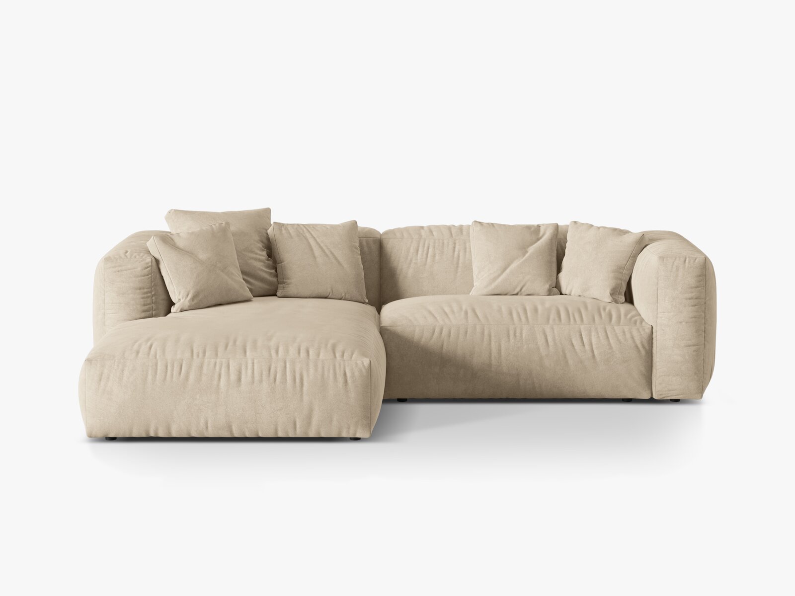 Micadoni Ecksofa Martina 2-Sitzer Links Samt Vogue Helles Beige