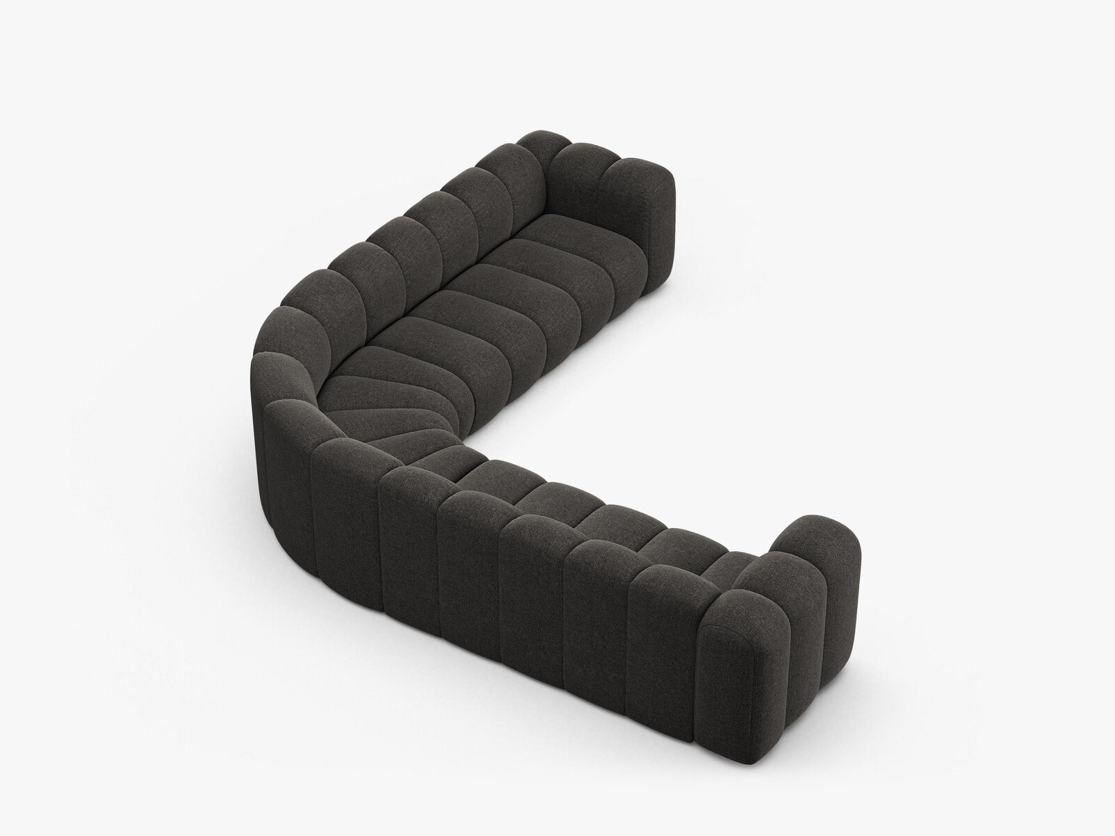 Micadoni symmetrisches Ecksofa Lupine 5-Sitzer  Chenille Eden Dunkelgrau