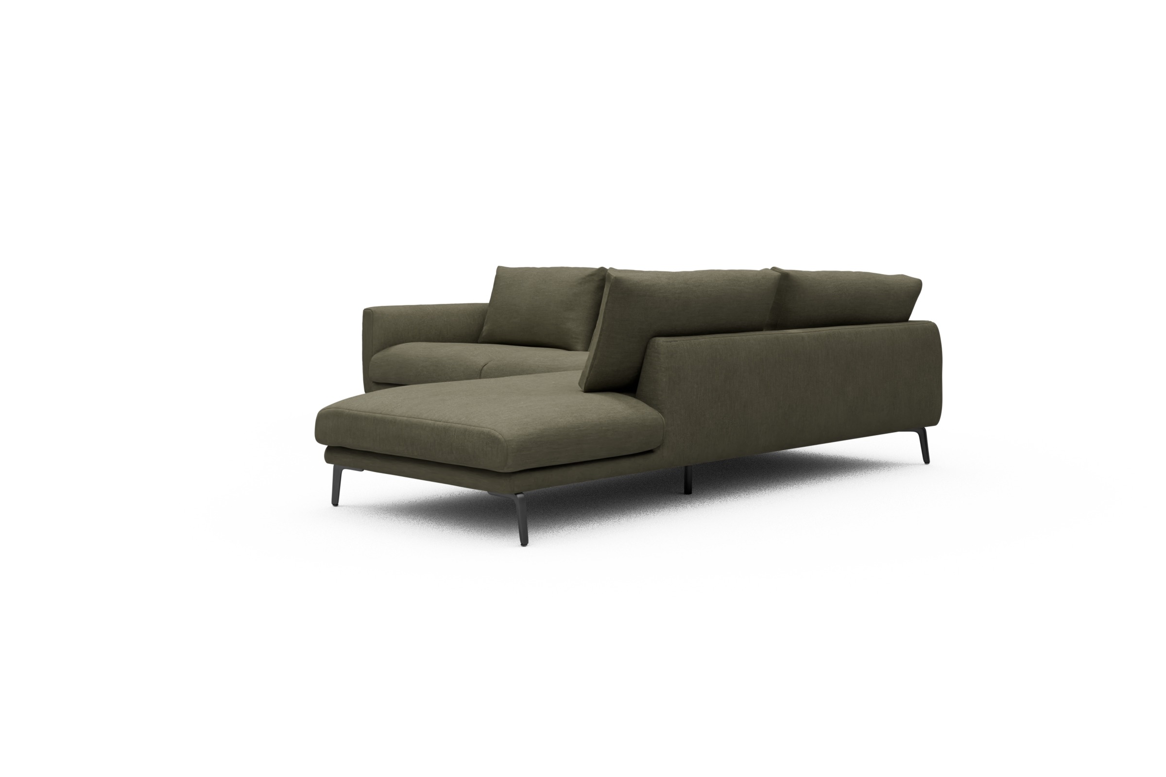 Ecksofa Karl Relax-Ecke rechts mit 2,5-Sitzer Vivus-Dusty-Olive