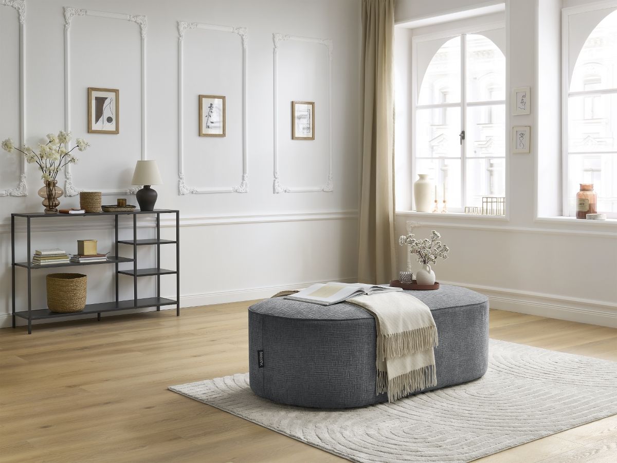 Bobochic Rousseau Pouf Strukturstoff Dunkelgrau