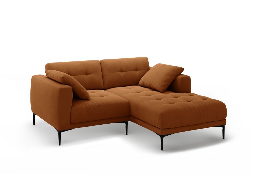 Cosmopolitan Design Ecksofa Lazio 2-Sitzer Samt Salvador Terrakotta Rechts