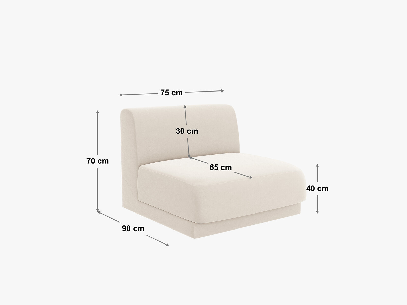 Micadoni Modul Armlos Miley Samt Bluvel Dunkelbraun