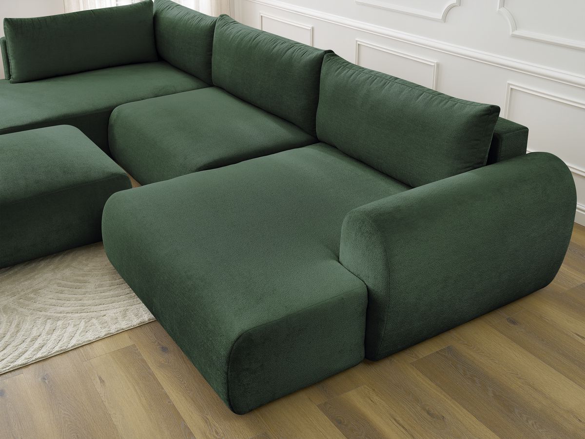 Bobochic Lucien Wohnlandschaft mit Pouf Stoff Grün Ecke rechts