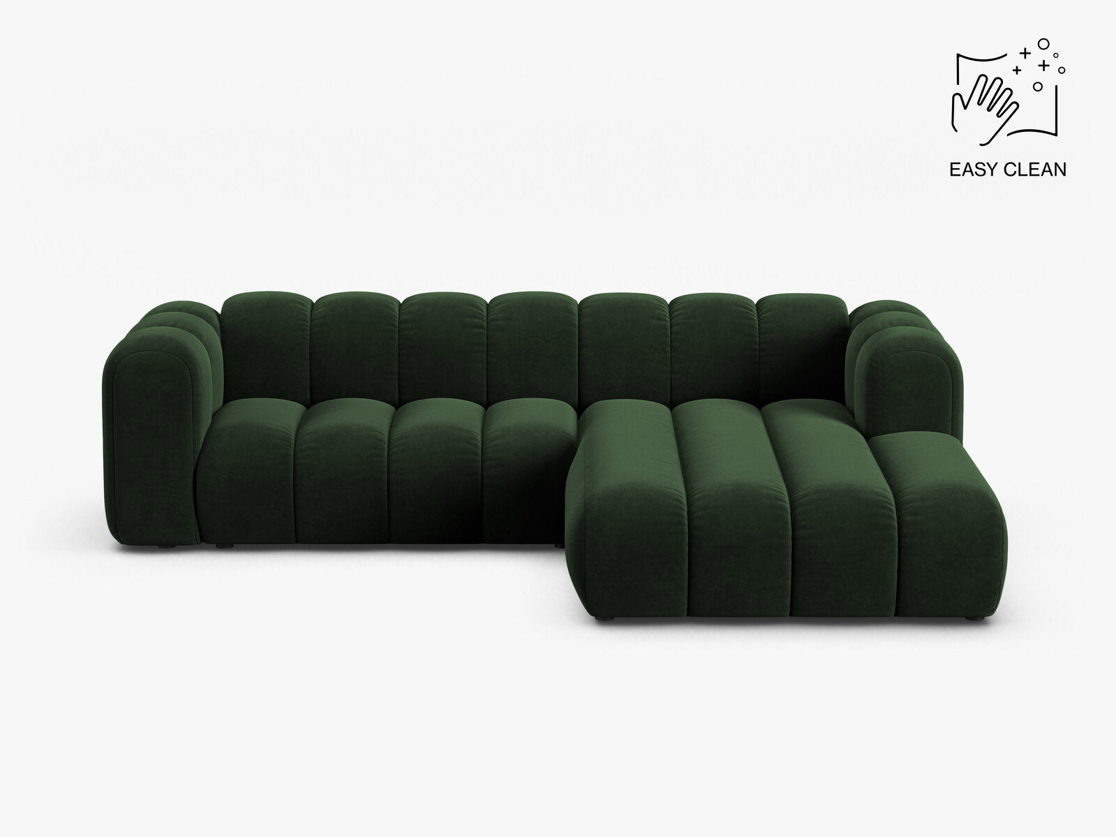 Micadoni Modulares Ecksofa Lupine 4-Sitzer mittelgroß Samt Venus Flaschengrün Rechts