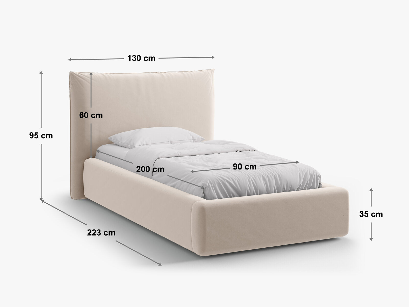 Micadoni Bett Kaelle Chenille Perfect Harmony Dunkelgrau 90x200