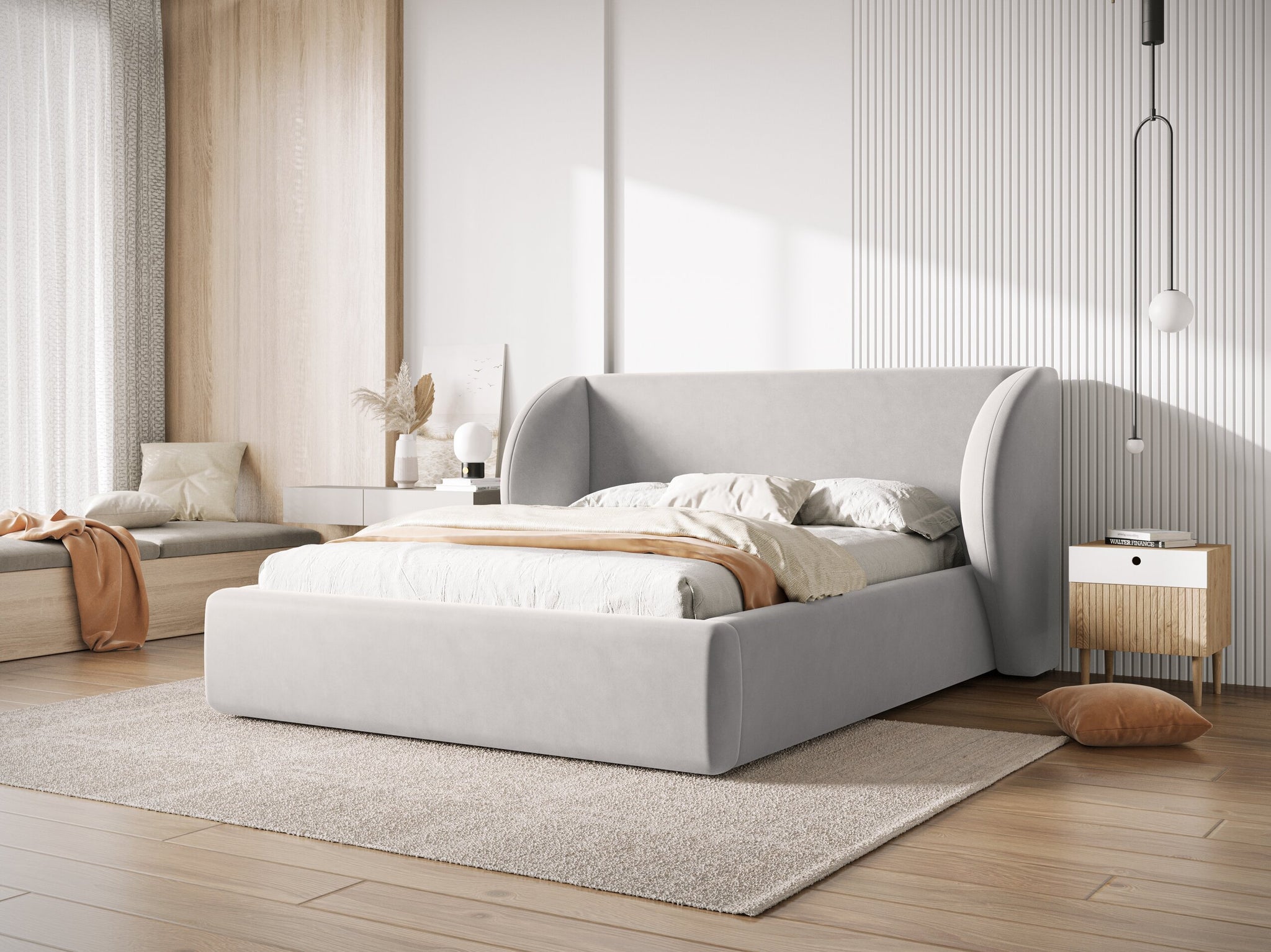 Micadoni Polsterbett Miley Samt Bluvel Silber 160x200