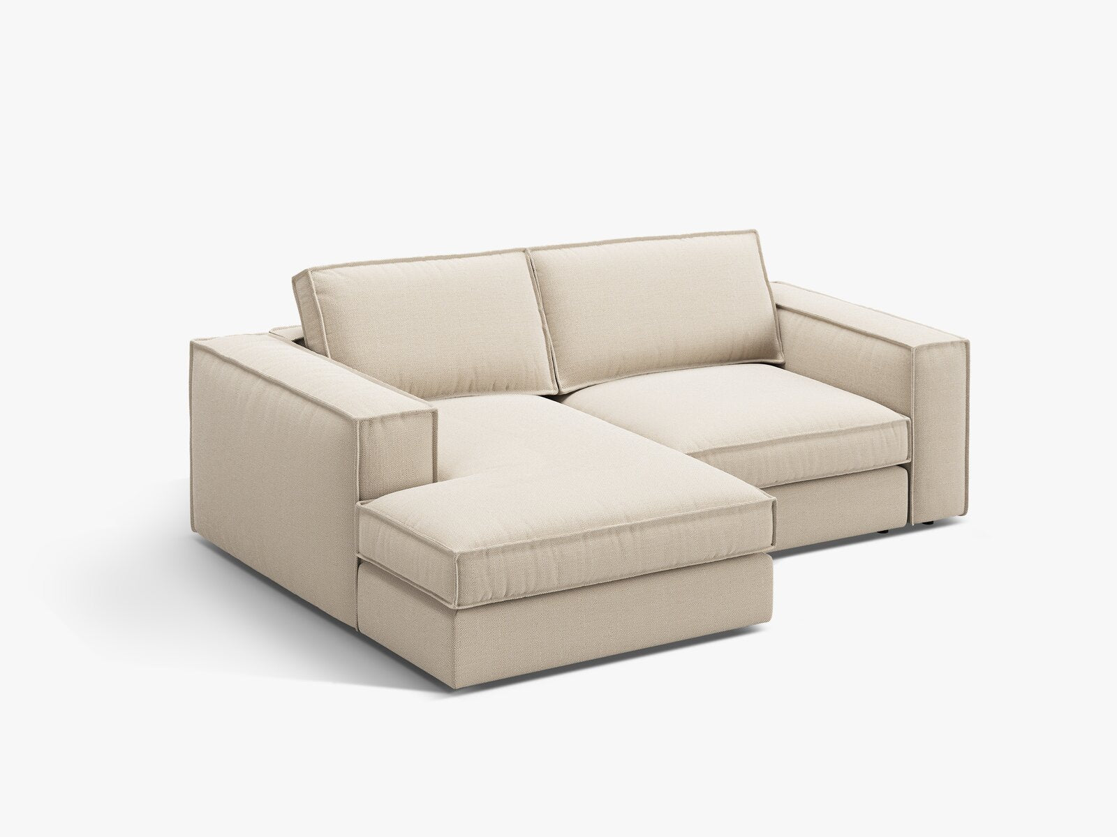 Micadoni modulares Ecksofa Pola 2-Sitzer kleine Version Links Strukturierter Stoff Babel Beige