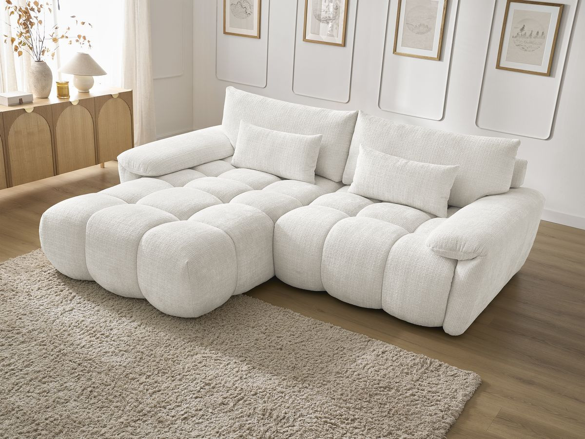 Bobochic Ivane Ecksofa Strukturstoff Weiß Ecke links