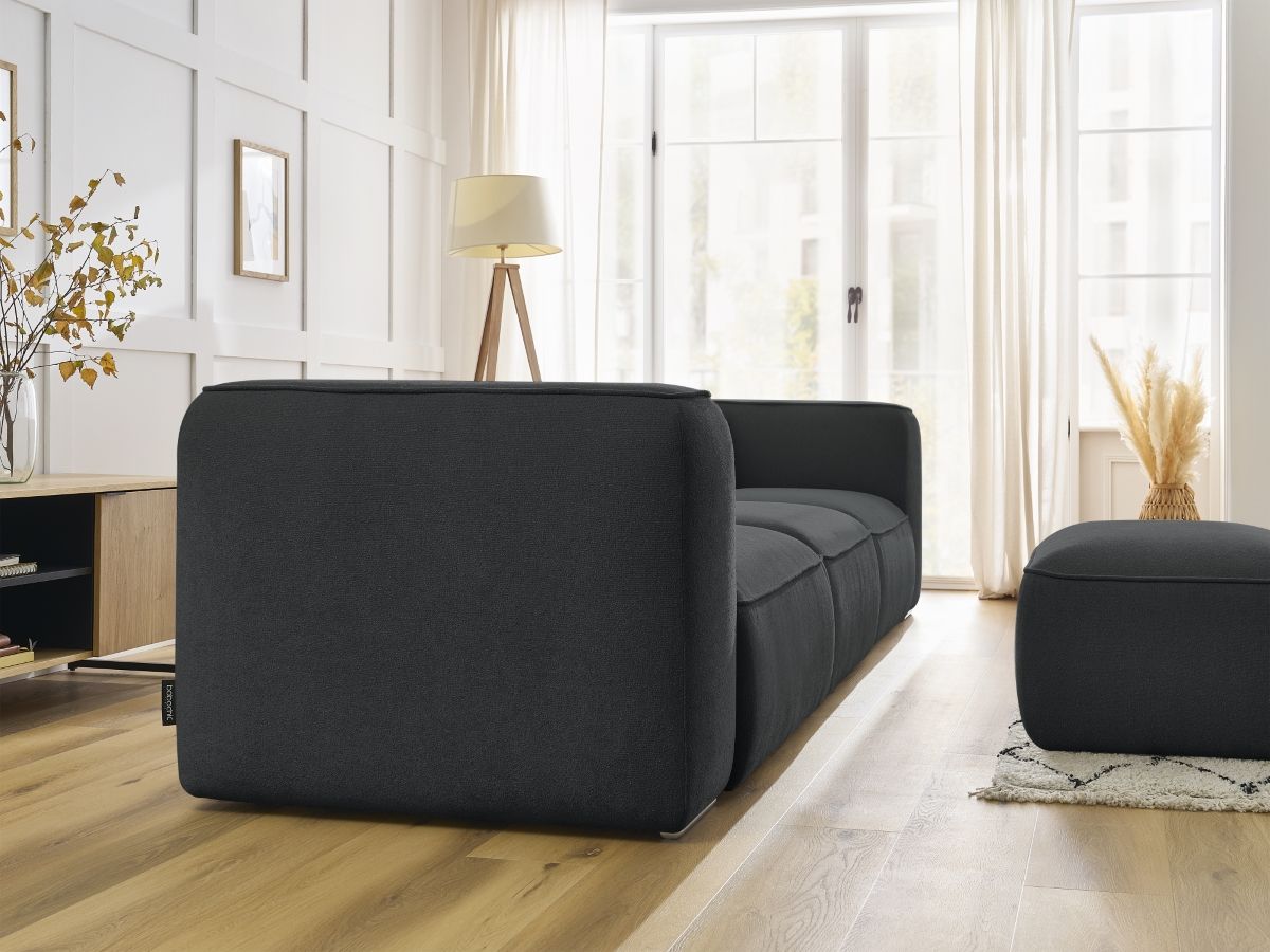 Bobochic Zephyr Sofa 4-Sitzer mit Pouf Strukturstoff Dunkelgrau