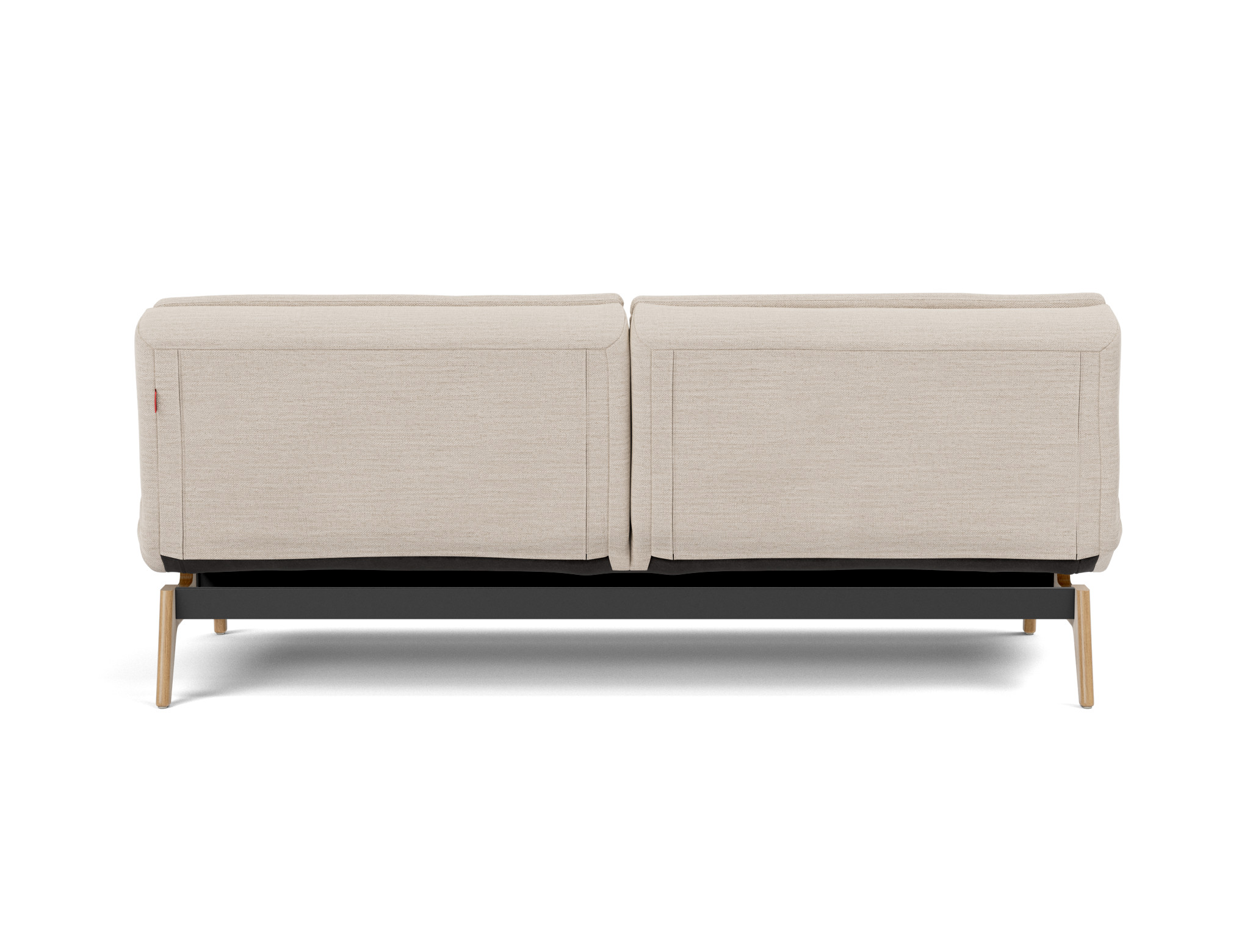 Schlafsofa Dublexo Webstoff Blida 612-Sand-Grey Beine Eiche