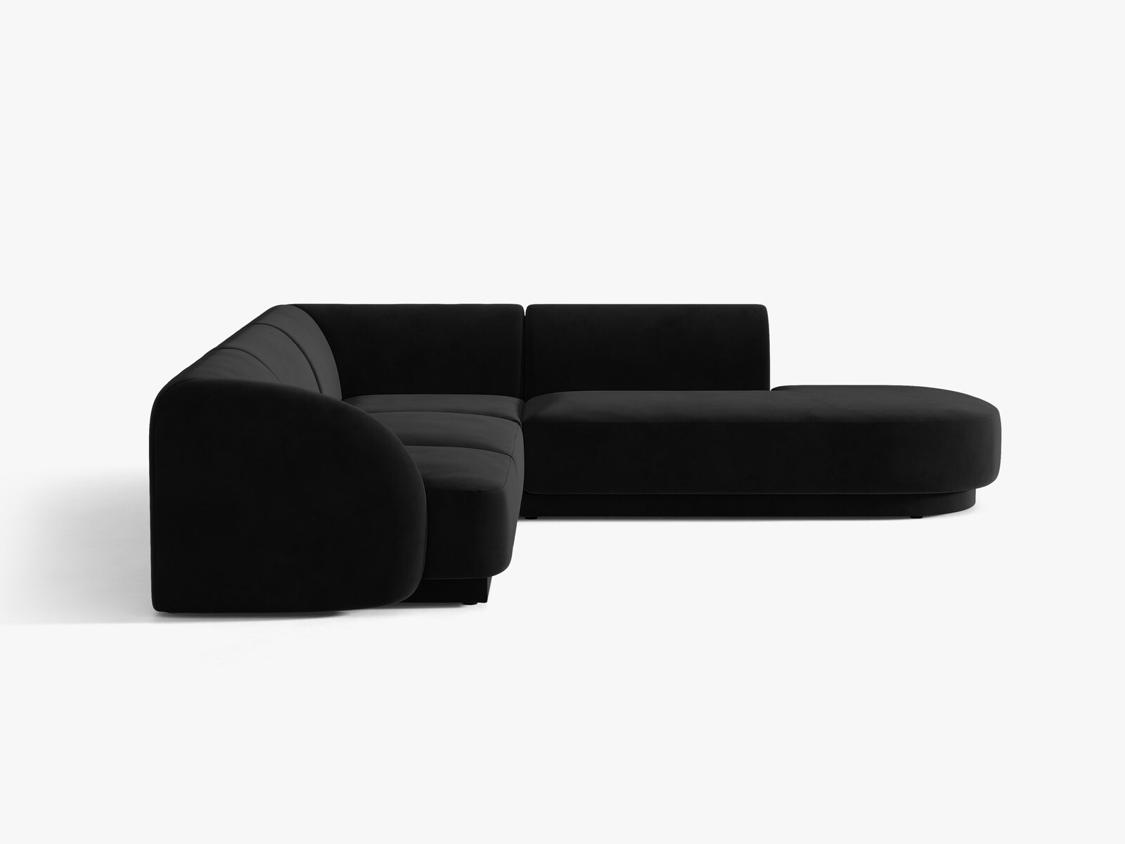 Micadoni Ecksofa Miley 6-Sitzer Rechts Samt Bluvel Schwarz