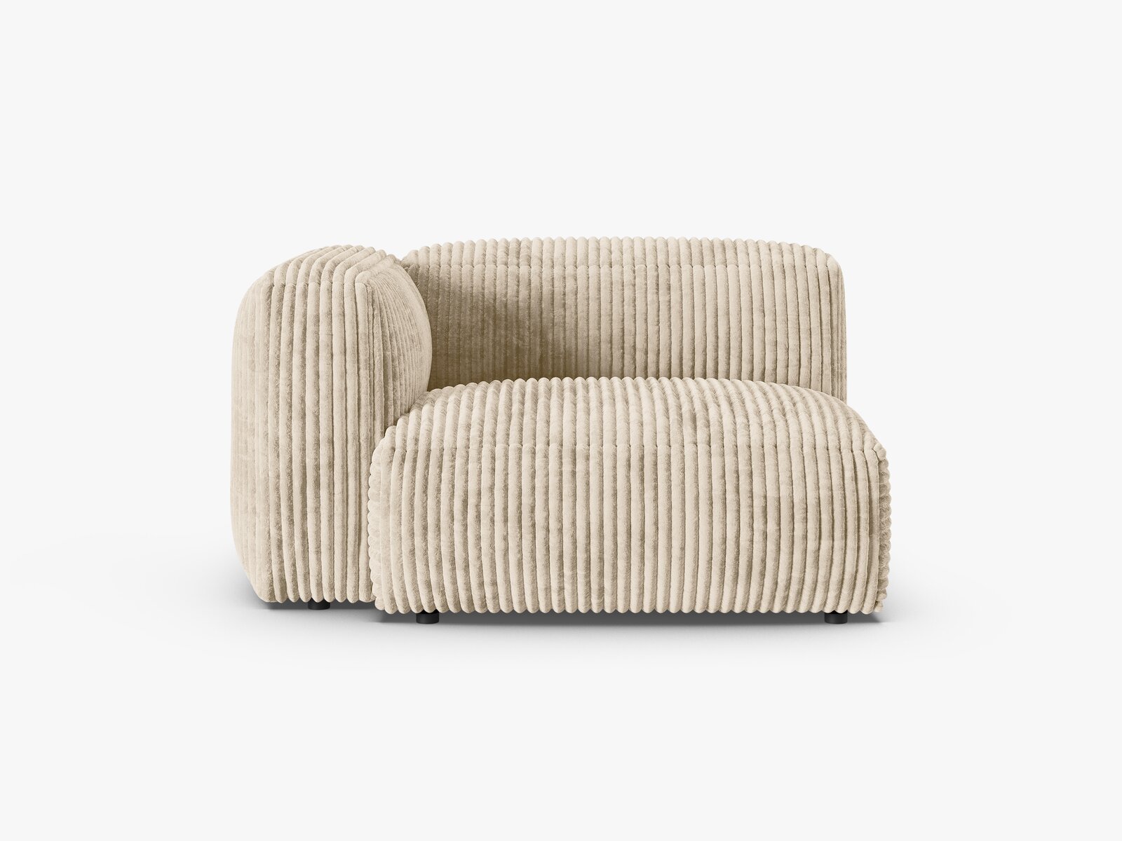 Micadoni Eckmodul mit Armlehne Martina 1-Sitzer 90cm Sitztiefe Links Kord Tilia Helles Beige