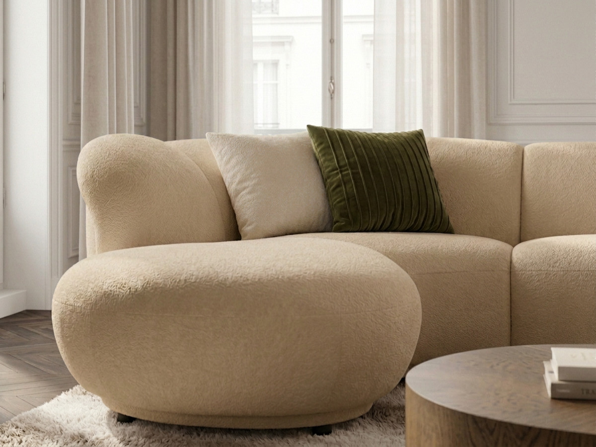 Bobochic Nora Ecksofa Chenille Beige Ecke links