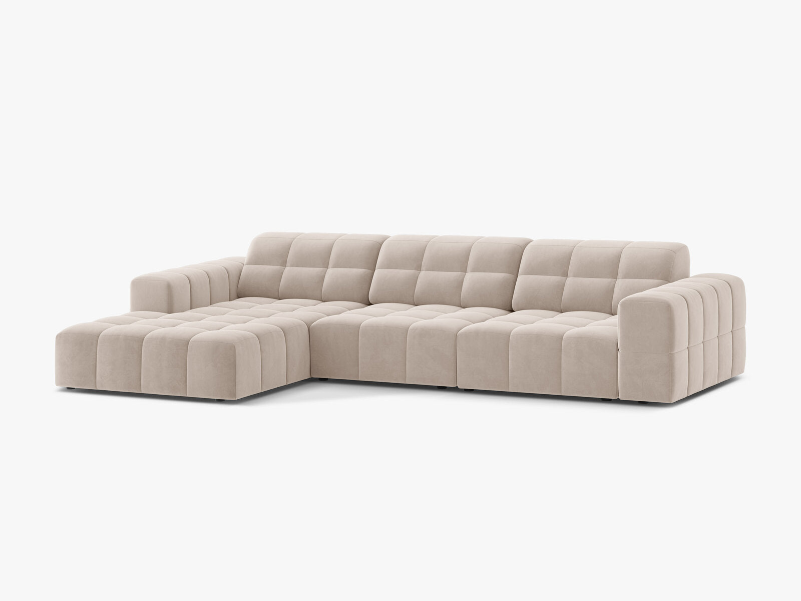 Micadoni Ecksofa Jennifer 4-Sitzer Links Samt Venus Helles Beige