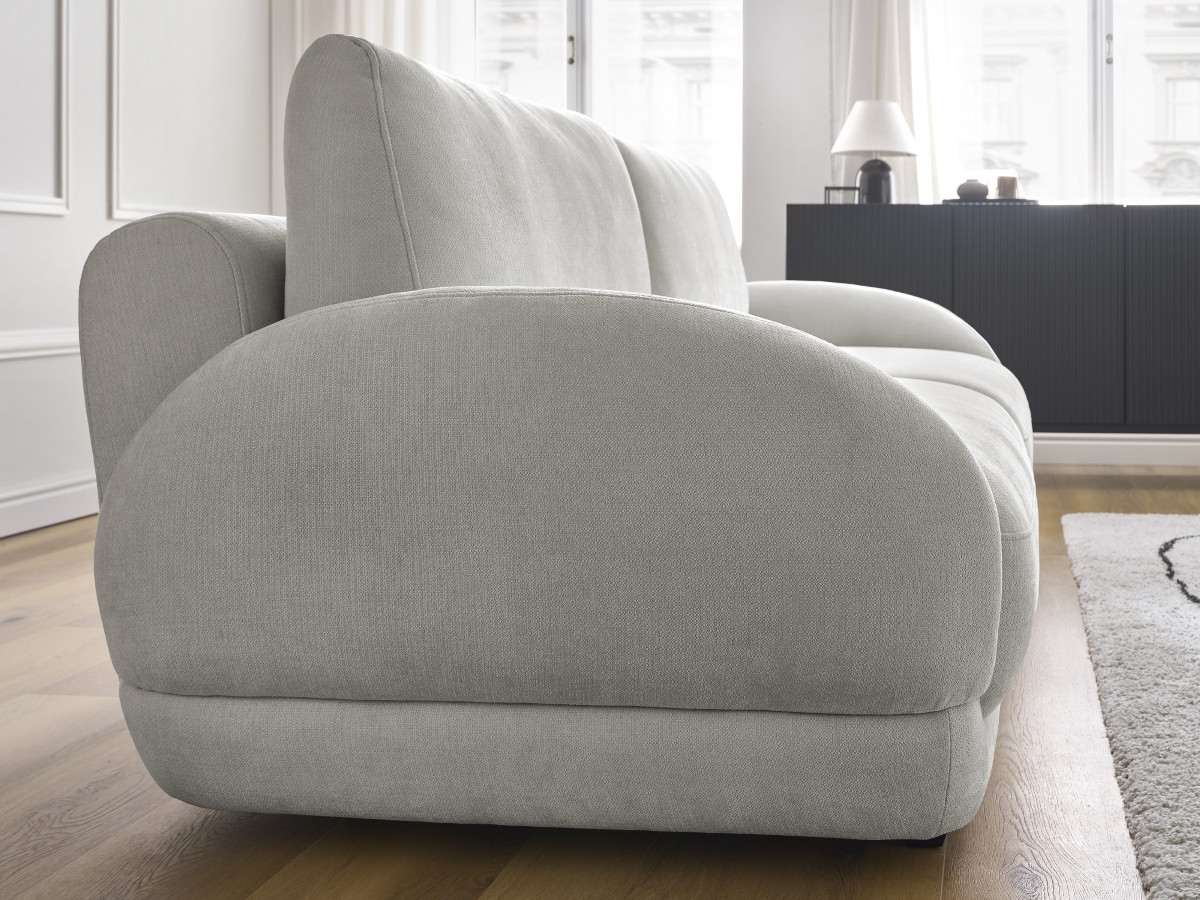 Bobochic Monica Schlafsofa 3-Sitzer mit Bettkasten Stoff Hellgrau