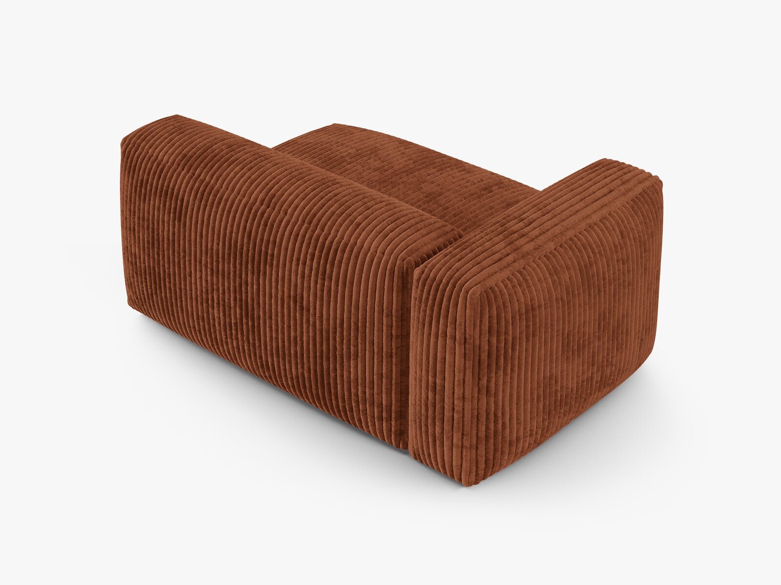 Micadoni Eckmodul mit Armlehne Martina 1-Sitzer Groß 90cm Sitztiefe Links Kord Tilia Ziegel