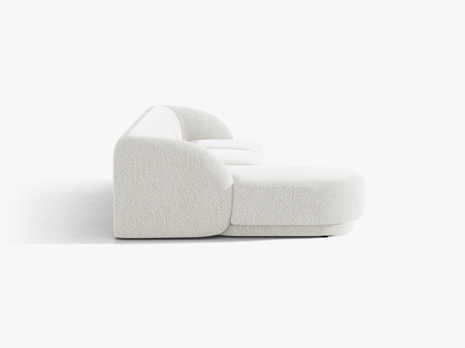 Micadoni Ecksofa Miley 4-Sitzer Links Boucle Baloo Weiß