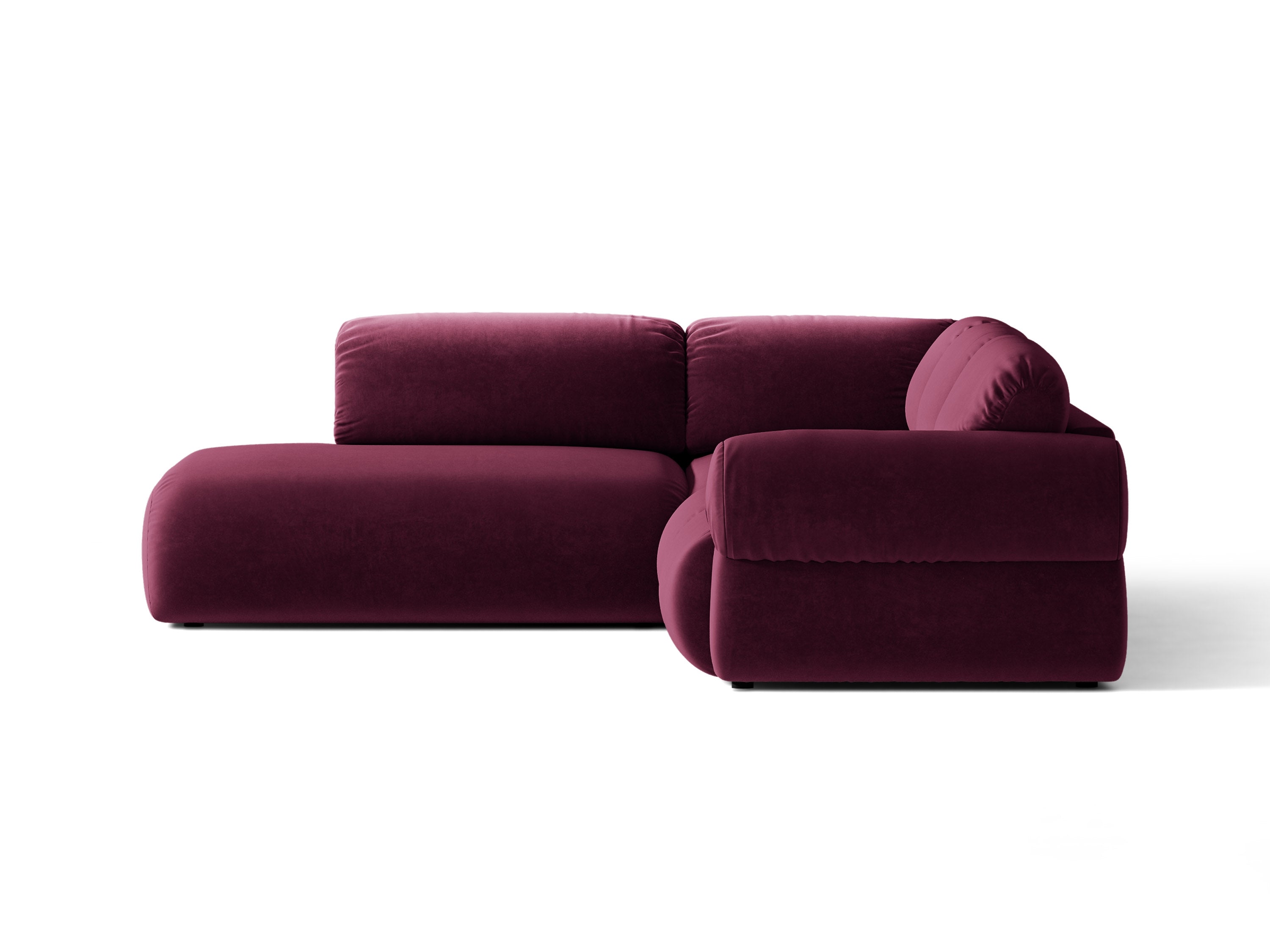 Micadoni Ophelia Ecksofa 289 cm Links Samt Venus Burgundfarben