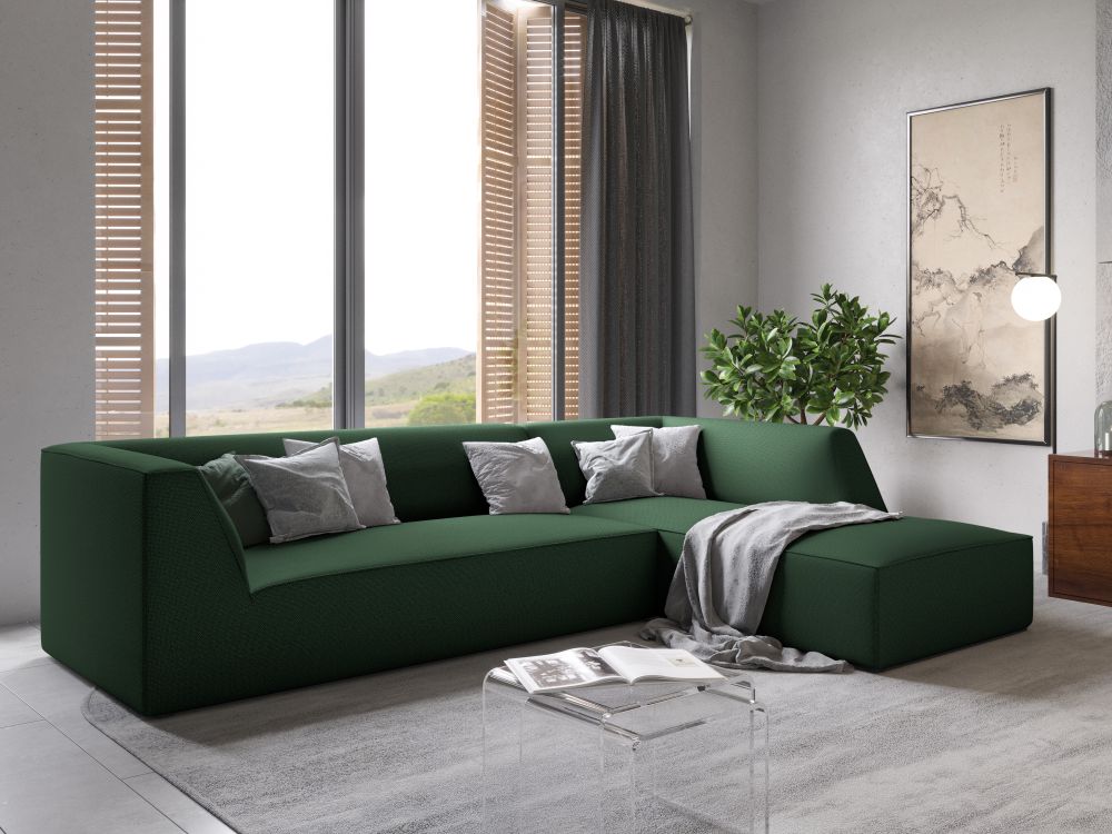Cosmopolitan Design Ecksofa Siena 4-Sitzer Strukturierter Stoff Ottawa Grün Rechts
