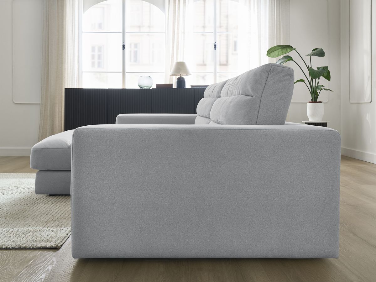 Bobochic Sierra Ecksofa Samt Hellgrau Ecke links