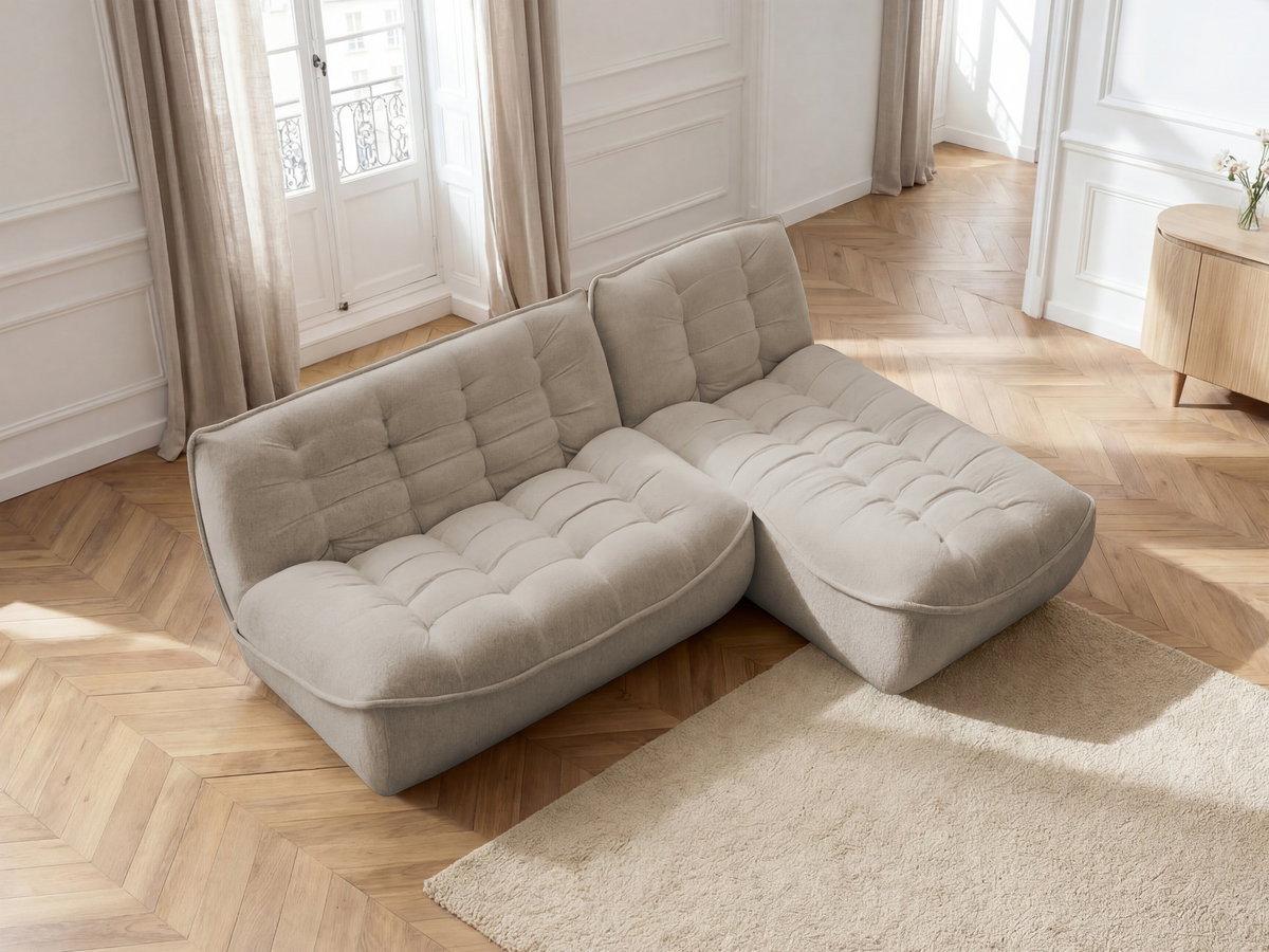 Bobochic Serena Ecksofa Melange-Stoff Taupe
